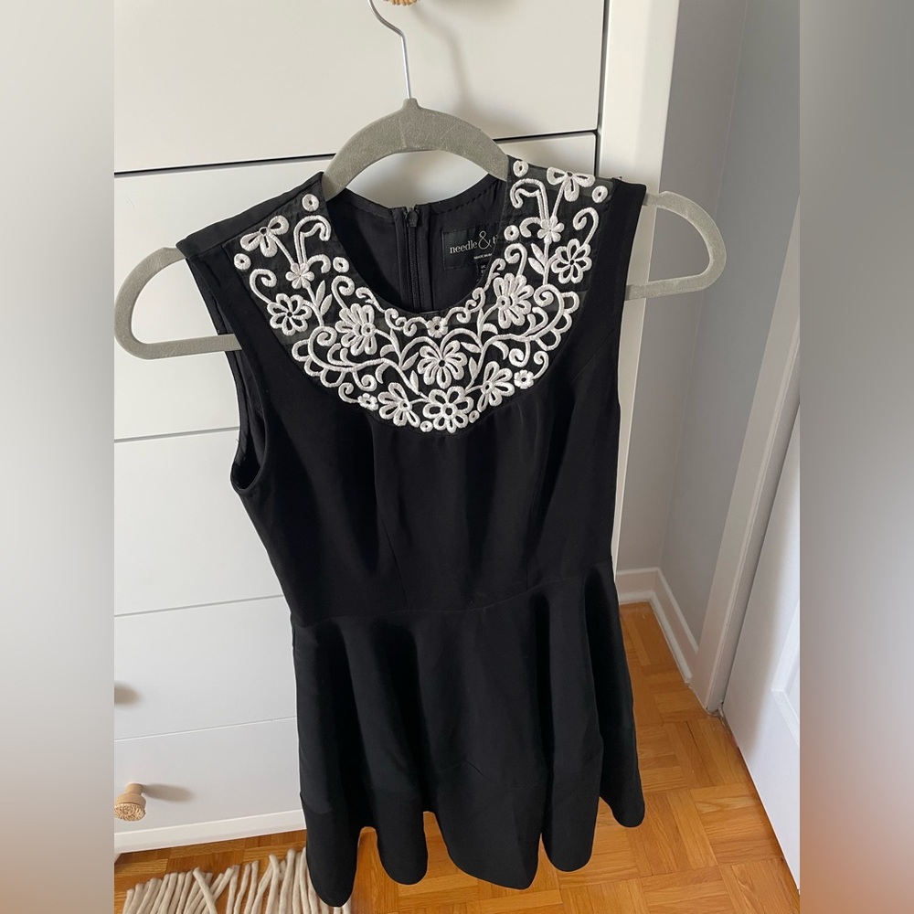 Needle & Thread Black Embroidered Sleeveless Fit Dress